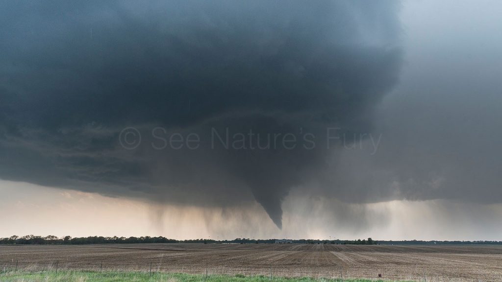 A magnificent supercell with mesocyclone and tornado
