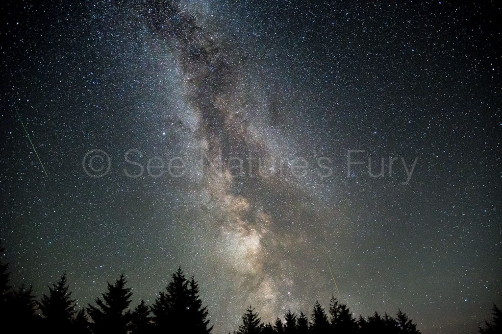 Milky Way and Perseid Meteors over Nant Y Arian Mid Wales