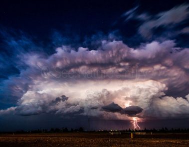 A beautiful supercell thunder storm with lightning over Roswell, New Mexico. Photography taken on a storm chasing tour.