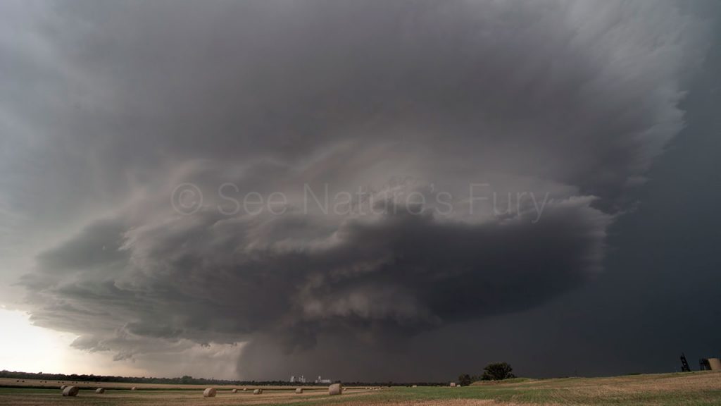 An intense hail core from a supercell destroys property in Oklahoma. This was shot during a storm chasing, weather and photography tour.